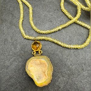Handmade Druzy Citrine ncrytal necklace